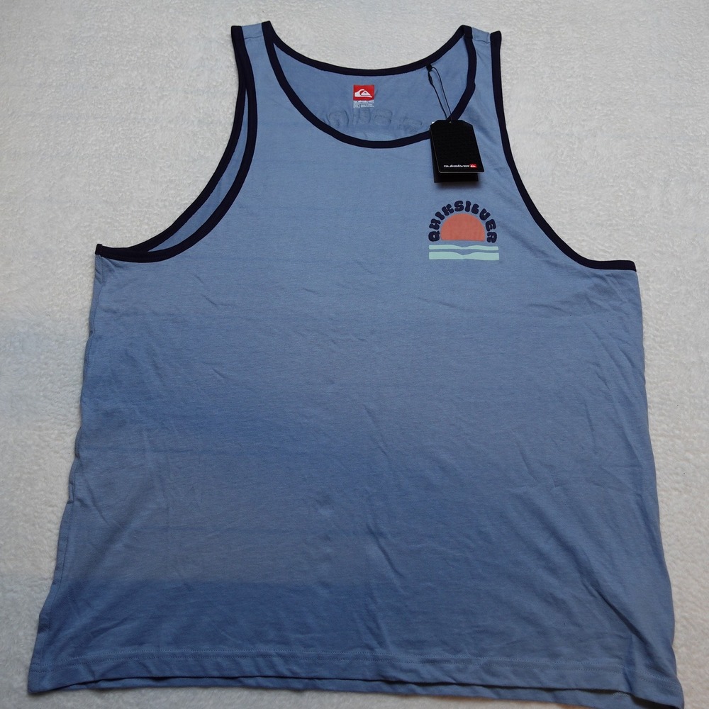 Quiksilver Tank Top Mens 2XL Blue Shadow Sunset Graphic Ringer QS001116M